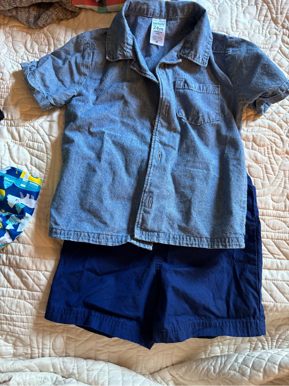 Carter's Chambray Shirt and Navy Shorts Set
